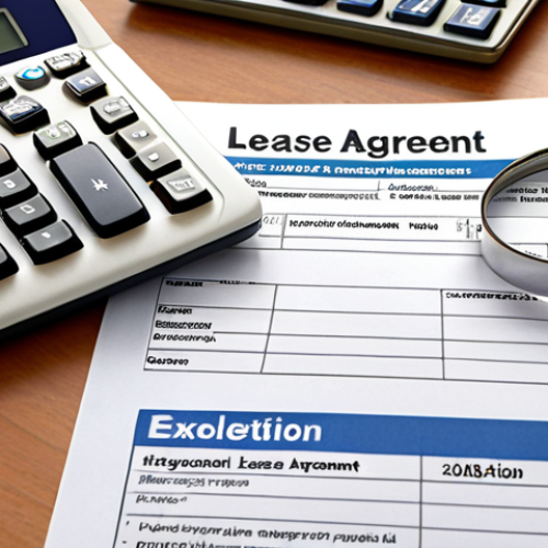 **

A cluttered office desk. Stacked documents with "Exhibition Lease Agreement" highlighted. A magnifying glass rests on the document. A calculator and worried-looking person visible in the background. The overall feeling is stressed and overworked, reflecting the need for careful contract review.

**