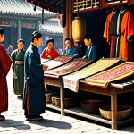 **

"A bustling Silk Road marketplace scene, fully clothed merchants in traditional Hanfu attire bartering for goods, intricate silk textiles displayed on stalls, warm sunlight, realistic painting, safe for work, appropriate content, fully clothed, professional, perfect anatomy, correct proportions, natural pose, well-formed hands, proper finger count, natural body proportions, high quality."

**