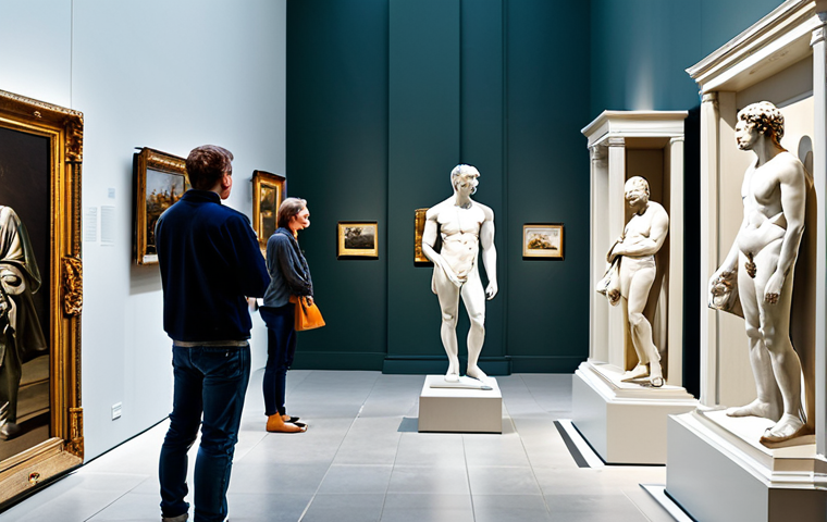 미술문화기획사의 주요 고객 대상 프로젝트 - Professional businesswoman in a modest business suit, sitting at a desk in a modern office, fully cl...