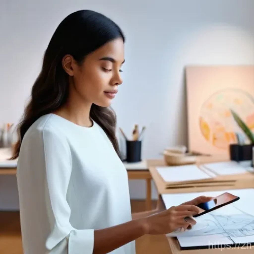 미술문화기획사의 진로 전환 성공 사례 - **Prompt:** A dynamic, diverse female professional in her late 20s, with a thoughtful yet hopeful ex...