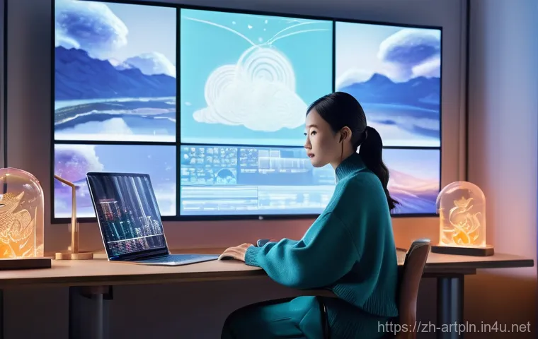 미술문화기획사의 프리랜서 생존 전략 - A female digital artist, in her late 20s, wearing stylish and comfortable work-from-home attire like...