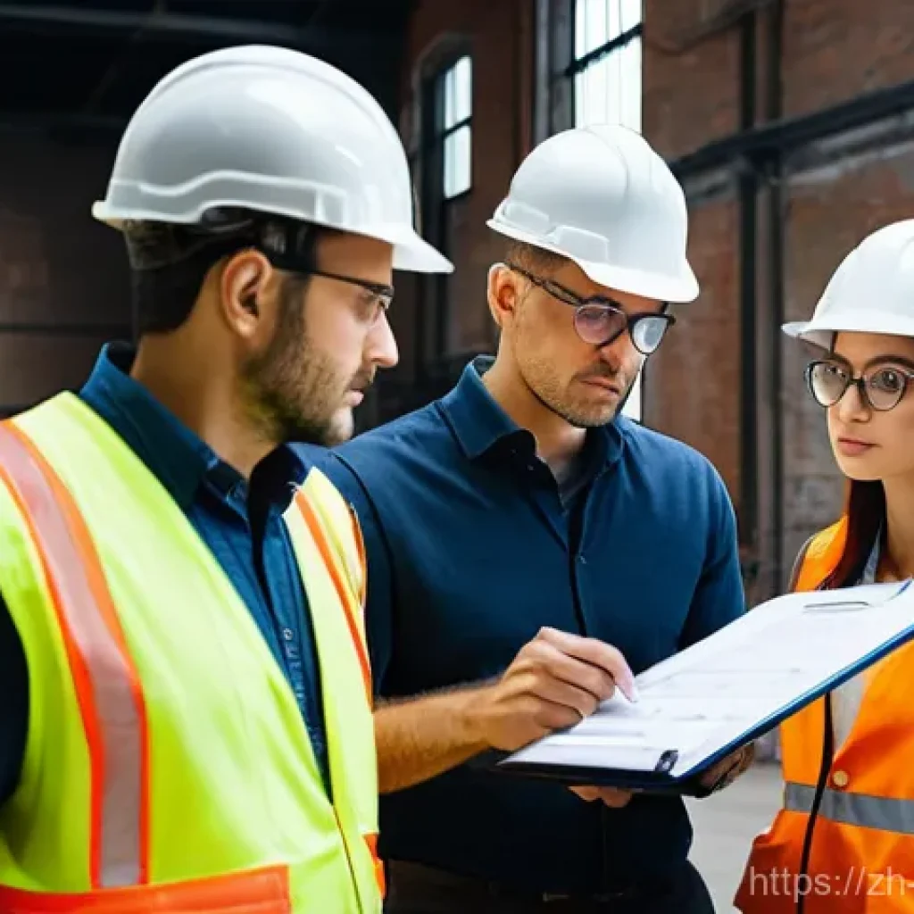 미술문화기획사의 주요 직업적 위험 관리 - **Prompt:** A diverse project management team, dressed in professional yet practical attire includin...