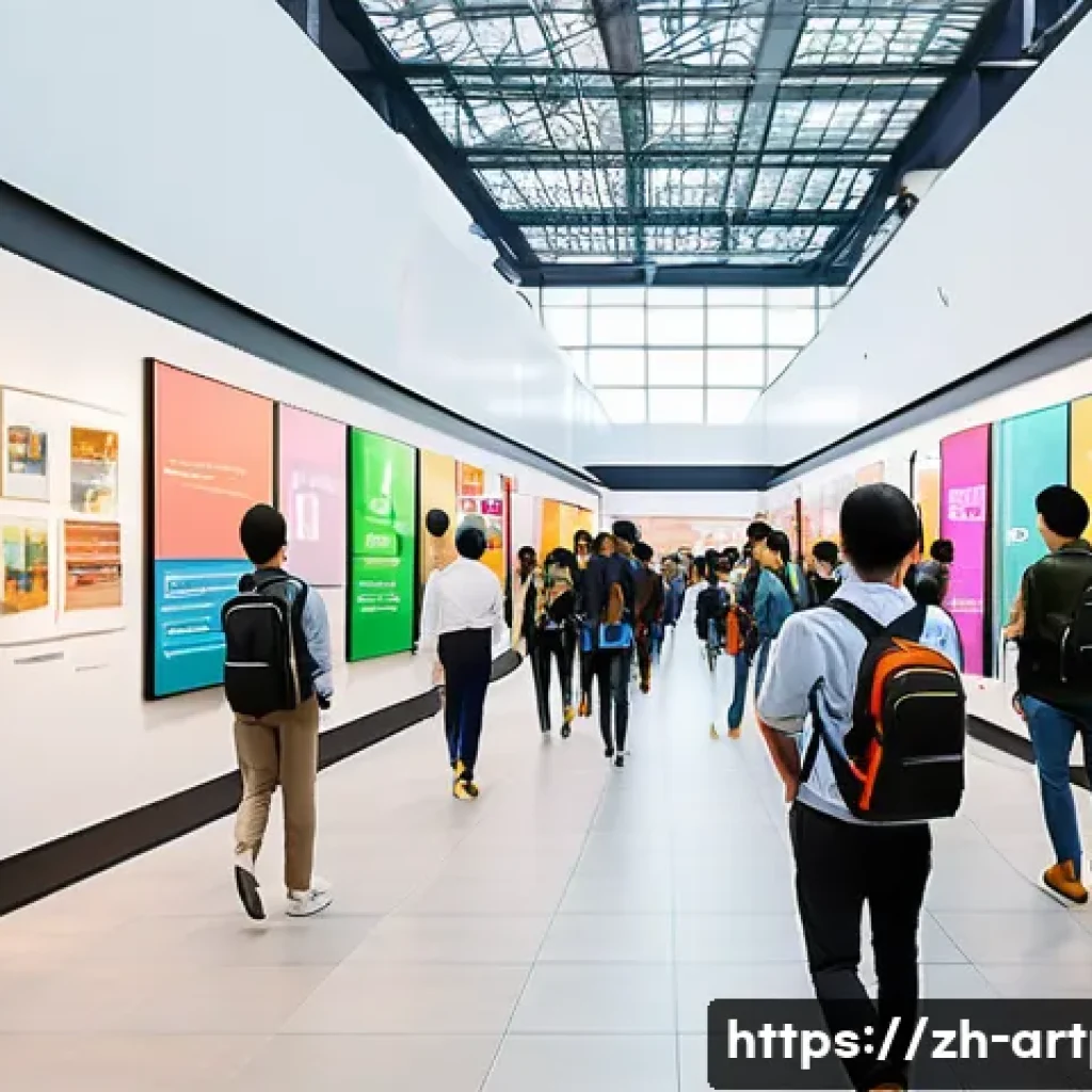 미술문화기획사의 전시회 개최 시기 결정 요인 - A modern art exhibition scene during a bustling weekend afternoon in a large, well-lit museum space....