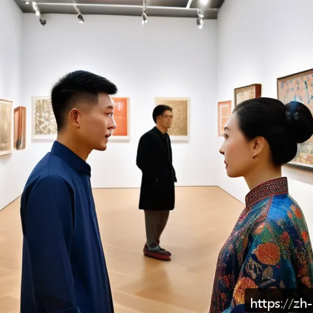 미술문화기획사의 글로벌 프로젝트 성공 사례 - A sophisticated international art exhibition space blending Eastern and Western cultural elements, f...