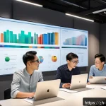 미술문화기획사의 프로젝트 평가 보고서 작성법 - A modern office scene depicting a diverse creative team collaborating on an art culture project eval...